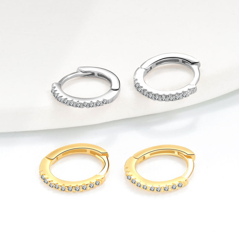 Zircon-inlaid Circular Statement Fashion S925 Silver Stud Earrings
