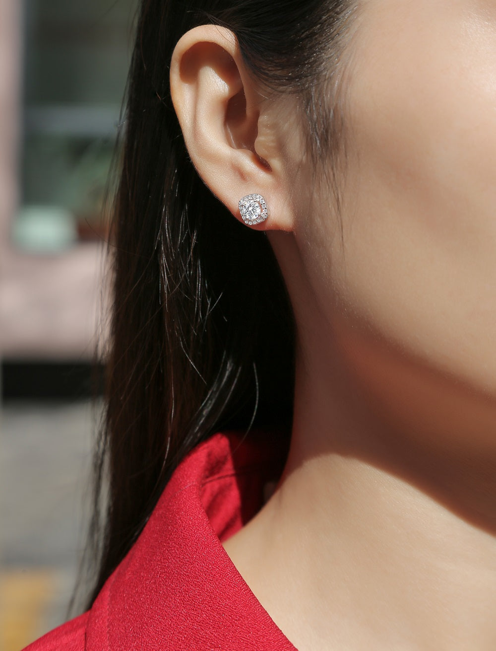 Square-shaped Stud Earrings - Set With 0.5-carat Top-quality Moissanite S925 Silver And Platinum-plated Stud Earrings, A Fashionable And Trendy Accessory That Can Be Tested With A Diamond Pen