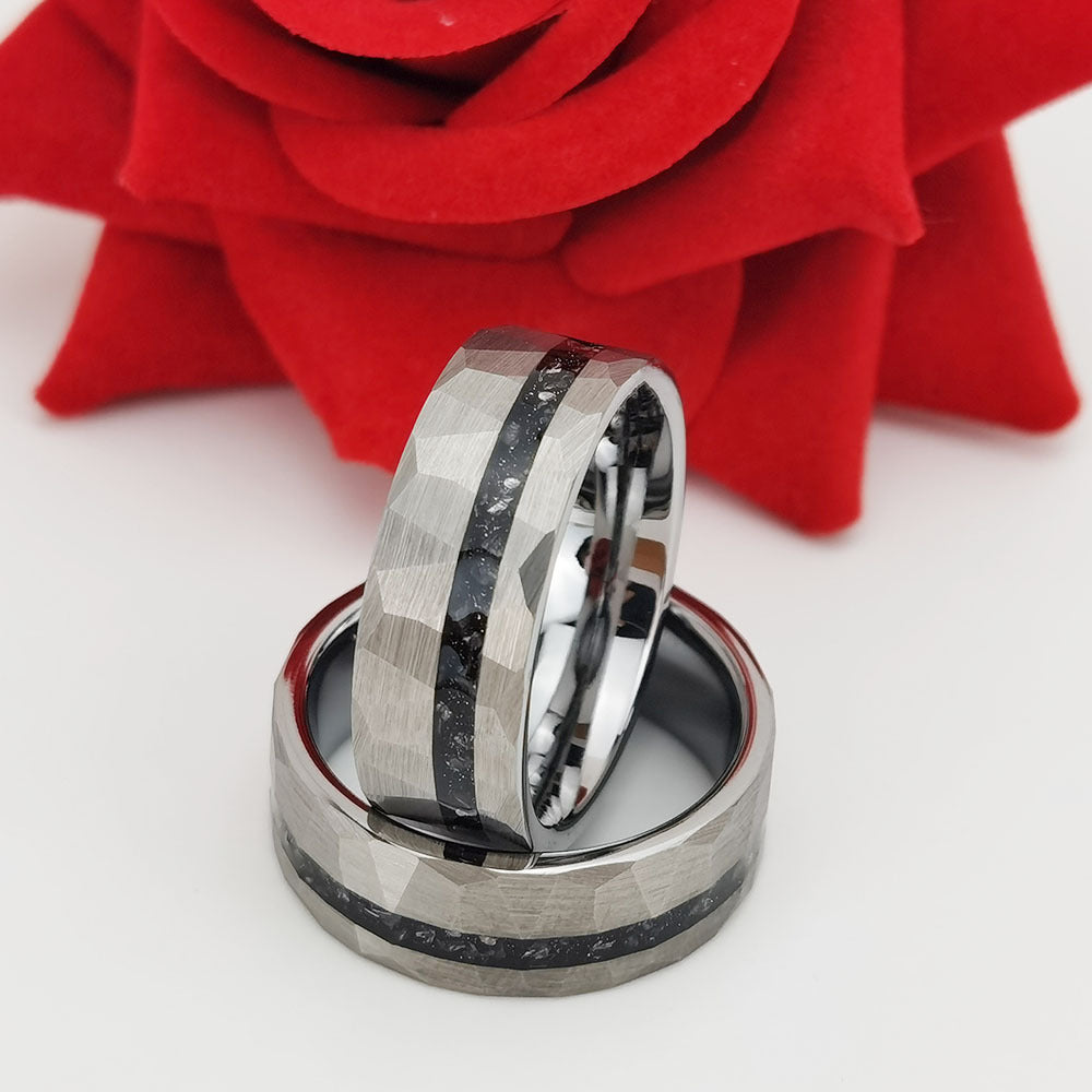 Fashion Flat Steel Tungsten Gold Ring