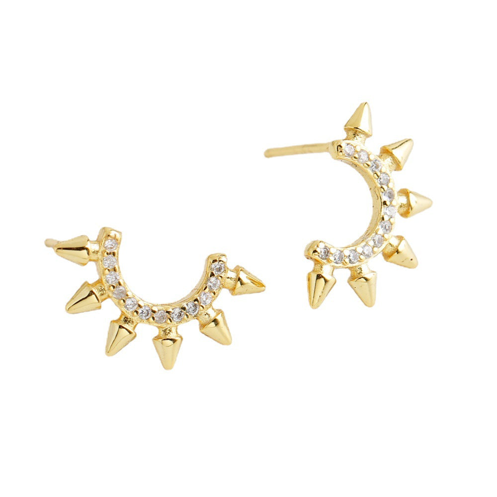 Punk Pointed Tapered S925 Sterling Silver Diamond Fashion Personality Earrings