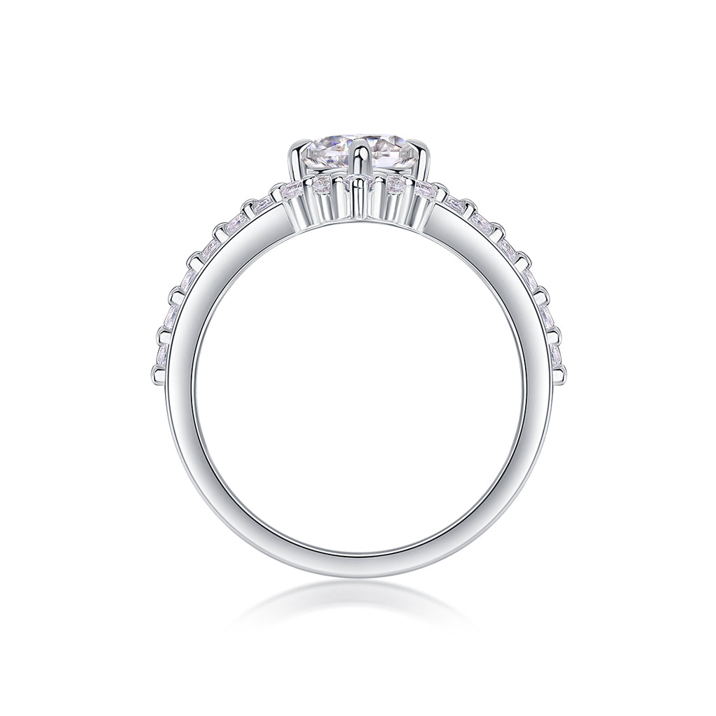 The Crown Of Love - Set With 1-carat Top-quality Moissanite S925 Silver And Platinum-plated Diamond Wedding Ring. The Ring Can Be Inspected With A Diamond Pen