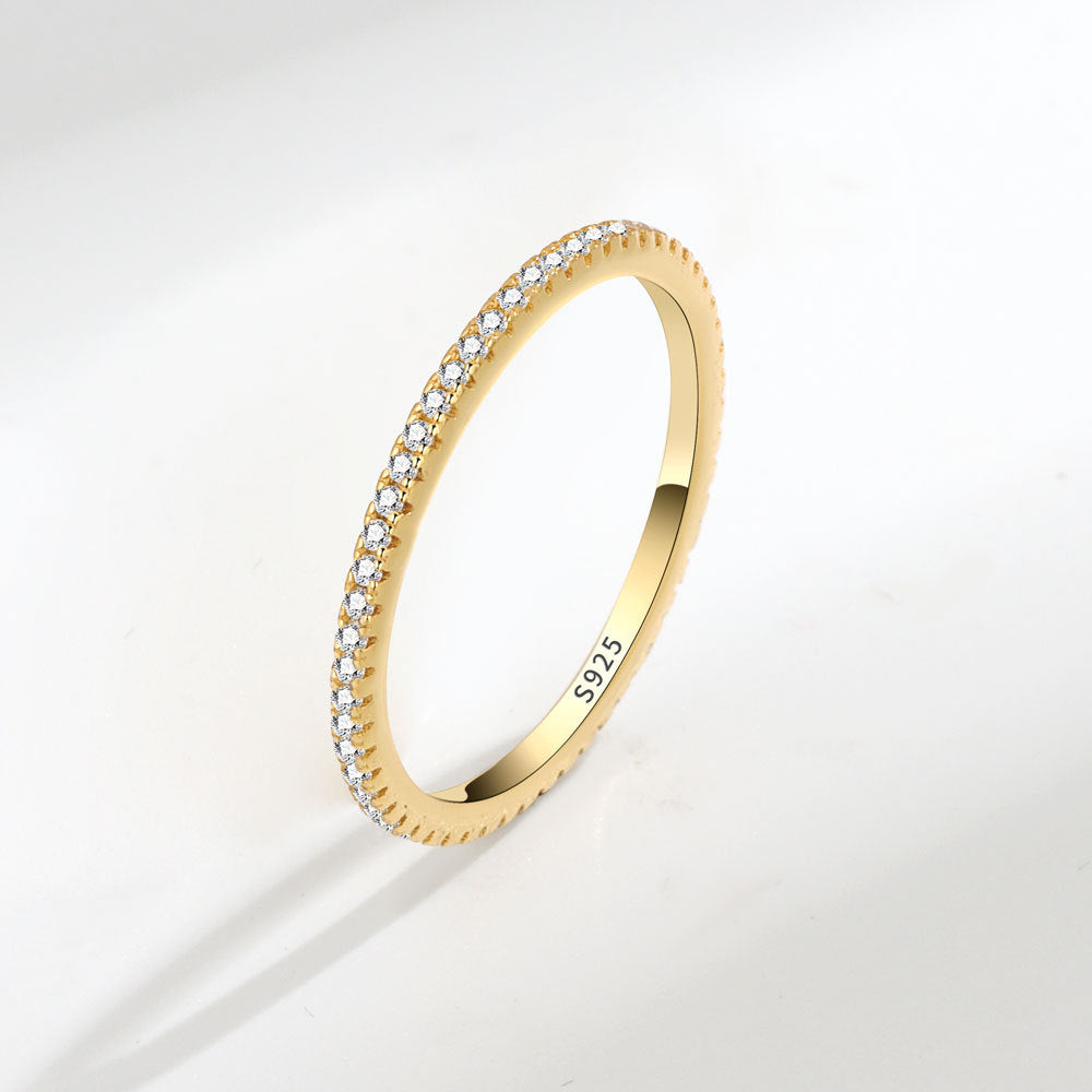 S925 Silver Fashion Full Diamond Little Finger Ring Single Row Ring