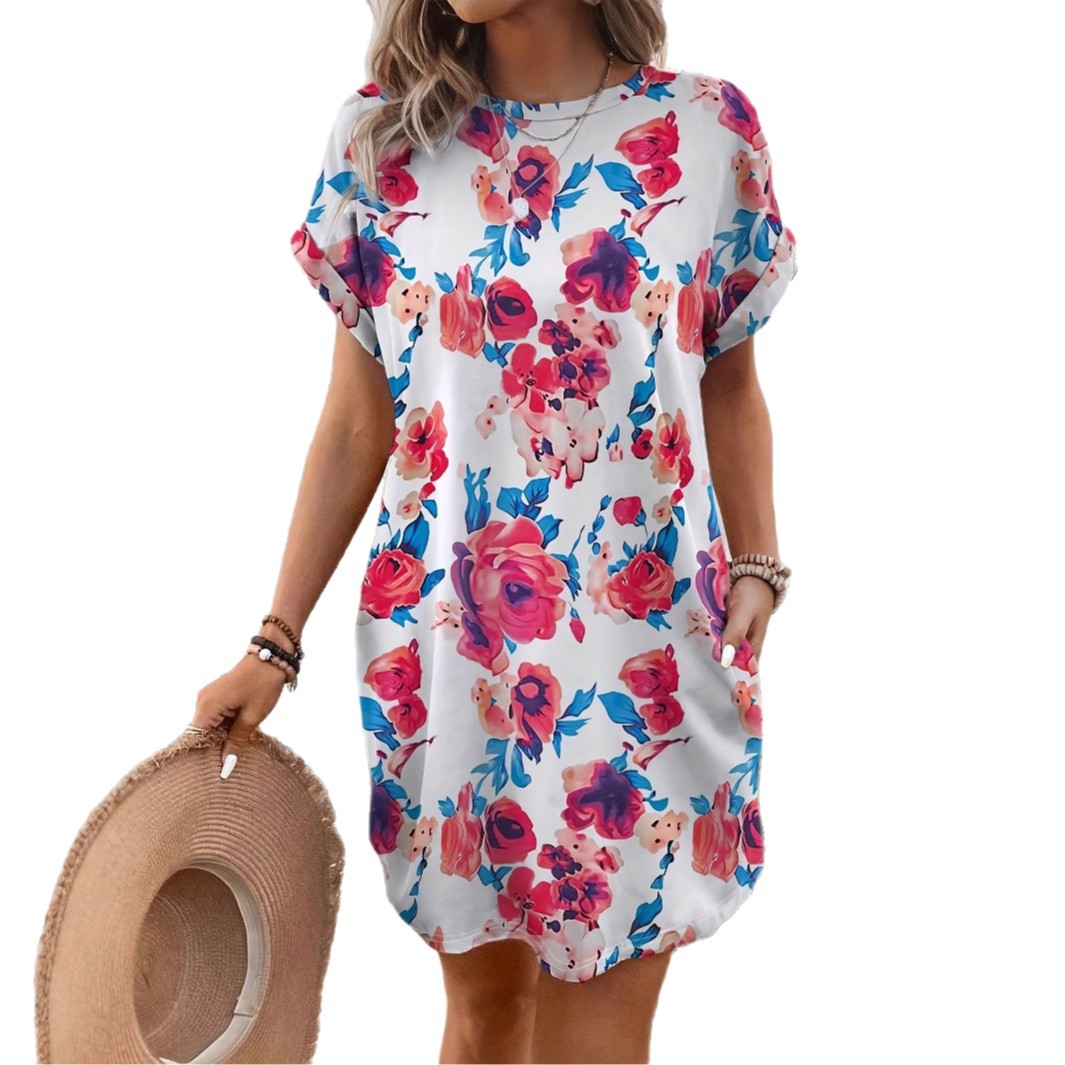 Printed Short Sleeve Dress For Women