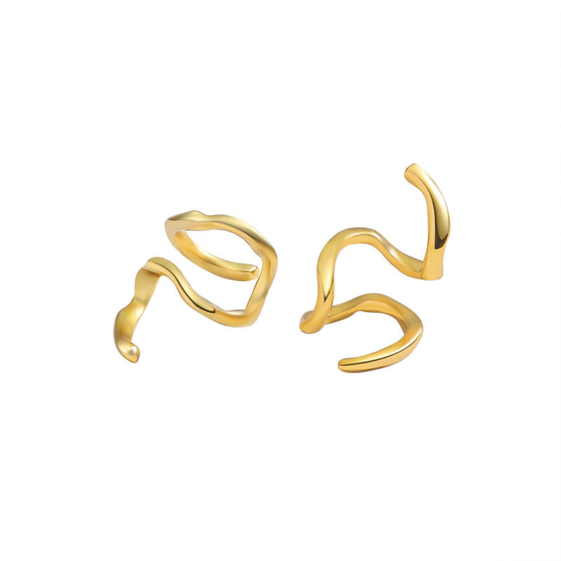 Sterling Silver Earrings With Cold Wind And Irregular Lines
