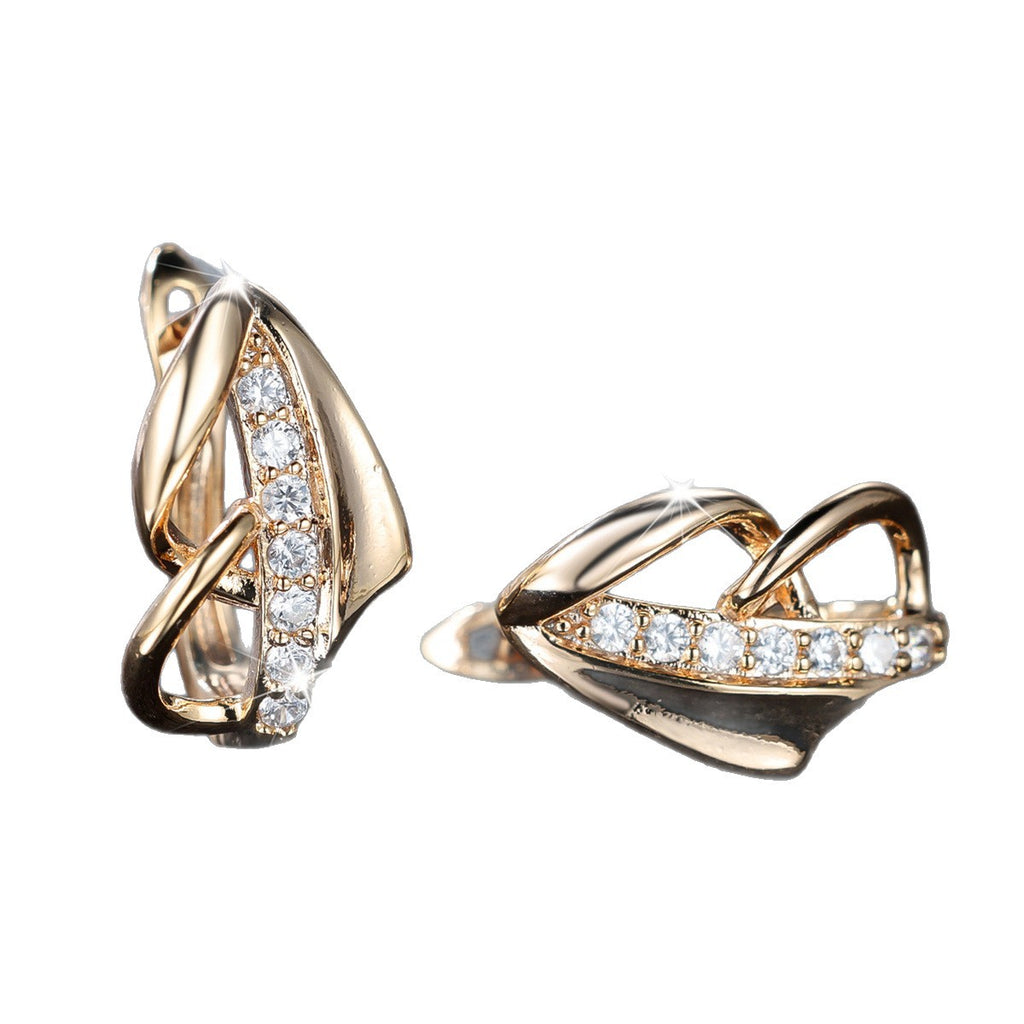 Round White Diamond Arrow Minimalist Niche Light Luxury Elegant Ear Clip