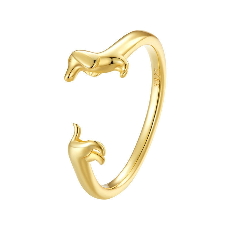 Sterling Silver S925 Sausage Dog Ring