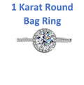 S925 Sterling Silver Moissanite Round Bag Three-piece Female Ring Necklace