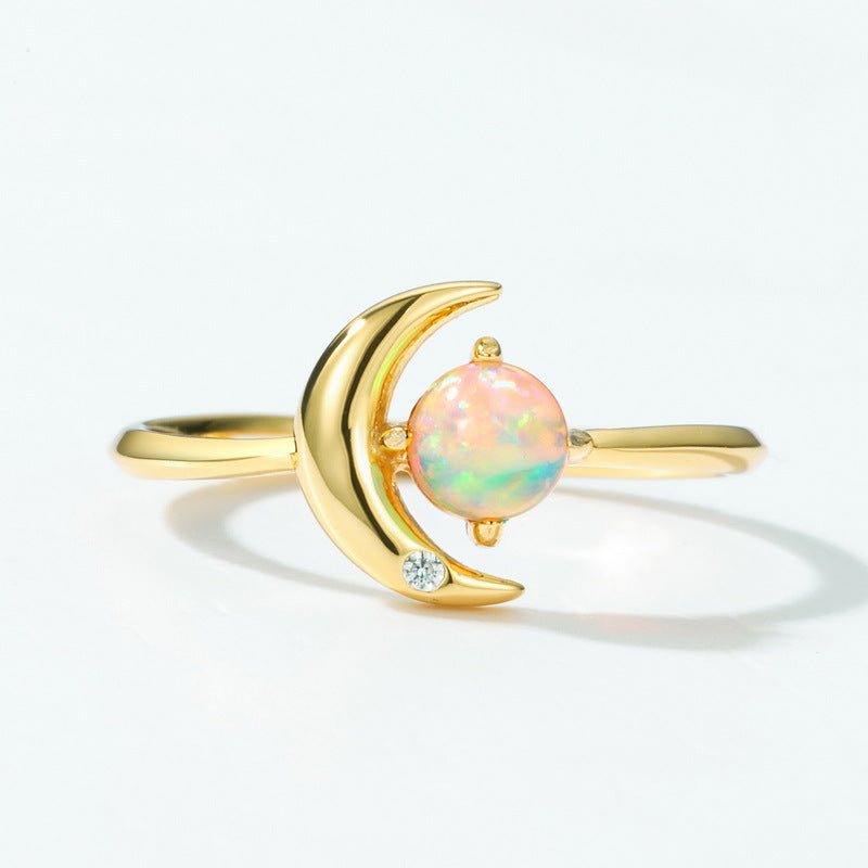 Light Luxury Star And Moon Silver Ring Female S925 Silver Plated