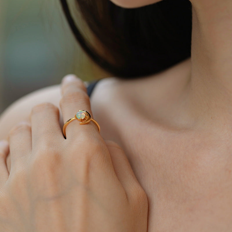 Light Luxury Star And Moon Silver Ring Female S925 Silver Plated