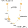 Stainless Steel Clavicle Chain With A Brushed Texture Featuring Small And Large Stars
