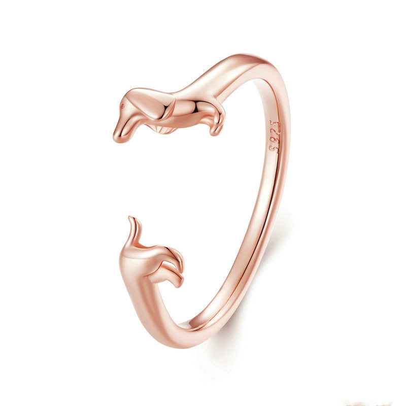 Sterling Silver S925 Sausage Dog Ring