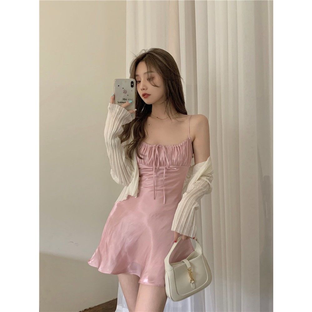Suspender Dress  Sunscreen Thin Short Knitted Cardigan Women