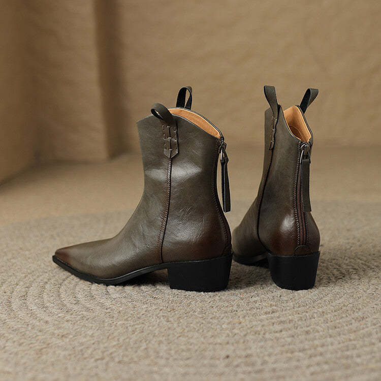 Autumn And Winter New Short Boots Women Pointed Toe Handsome British Style Martin Boots Solid Color