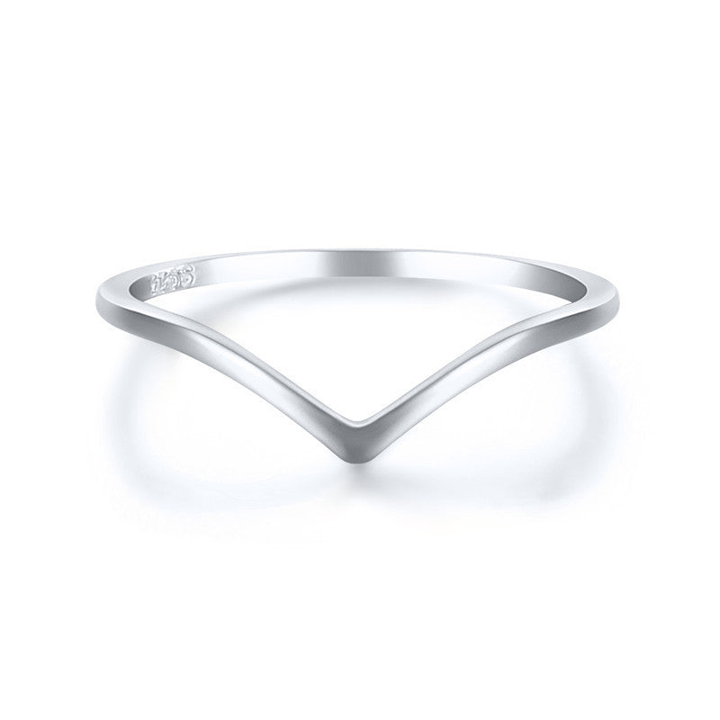 Pure Silver V-shaped Thin Ring Creative Style