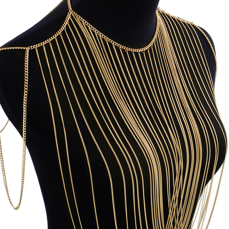 Golden Chain Tassel Chest Chain