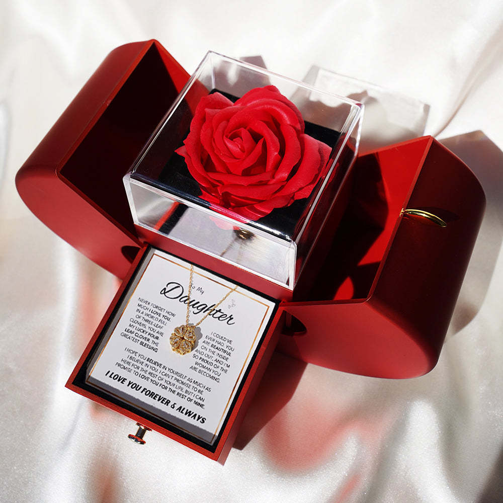 Heart-shaped Four-leaf Clover Micro-set Zircon Women's Necklace Gift Box