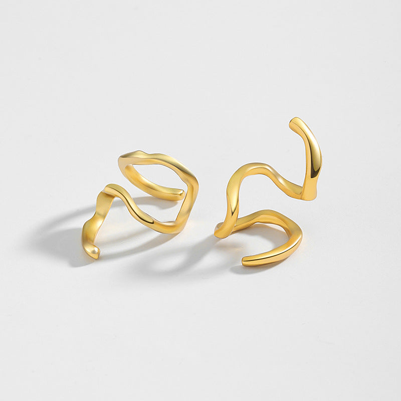 Sterling Silver Earrings With Cold Wind And Irregular Lines