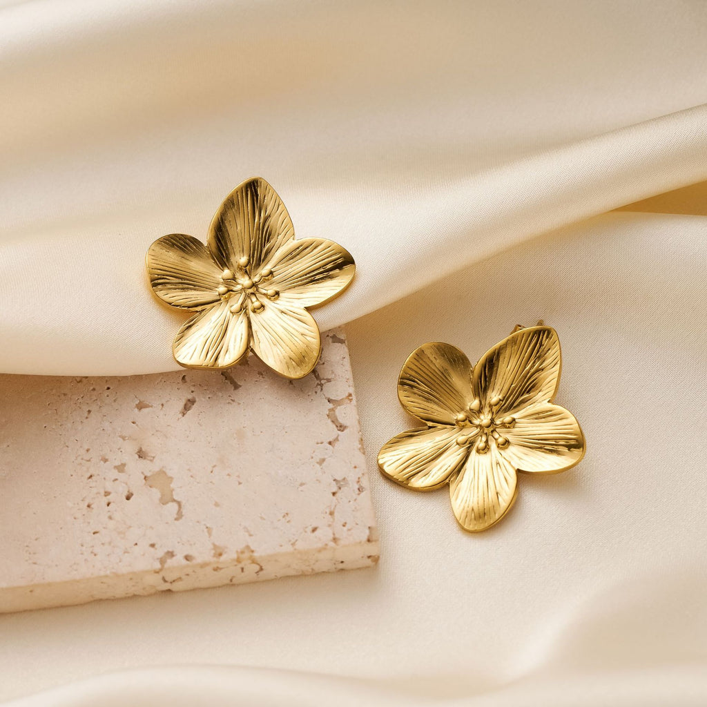 Non-fading Titanium Steel Flower Stud Earrings