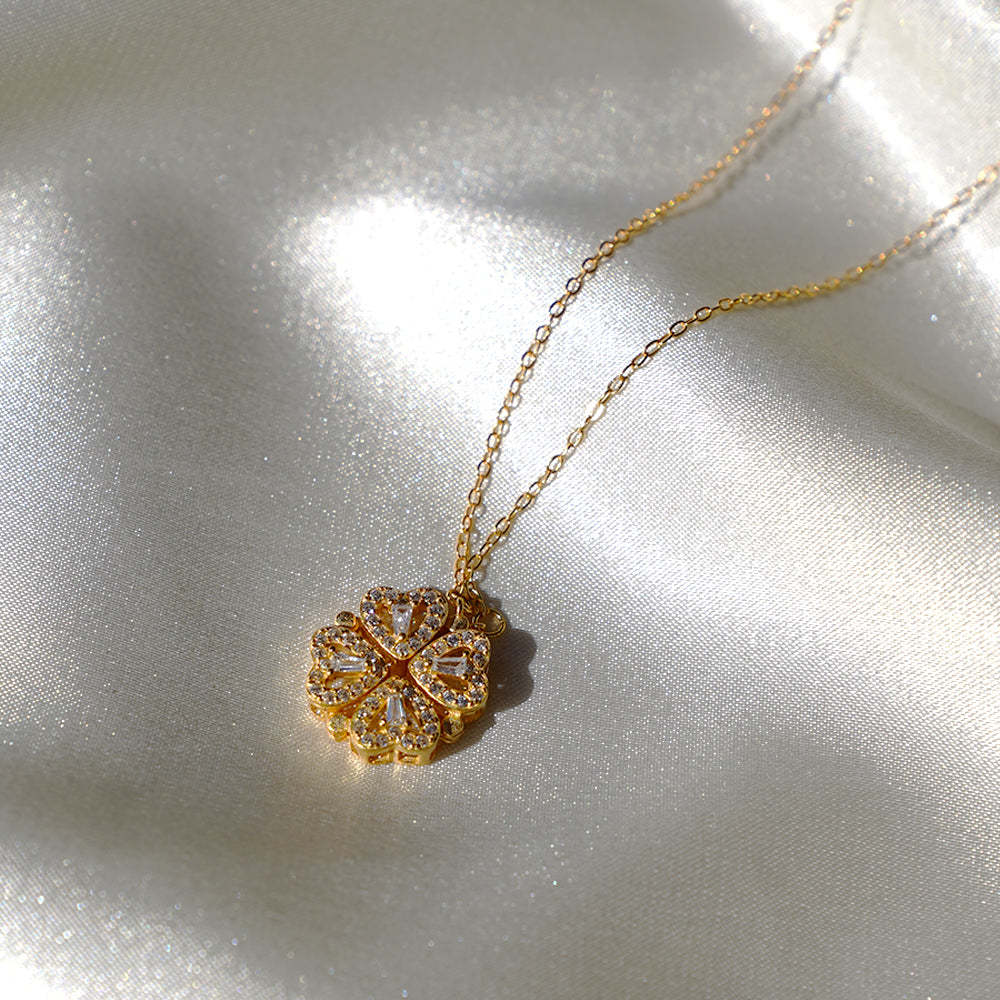 Heart-shaped Four-leaf Clover Micro-set Zircon Women's Necklace Gift Box