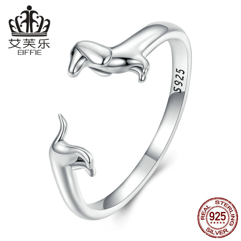 Sterling Silver S925 Sausage Dog Ring