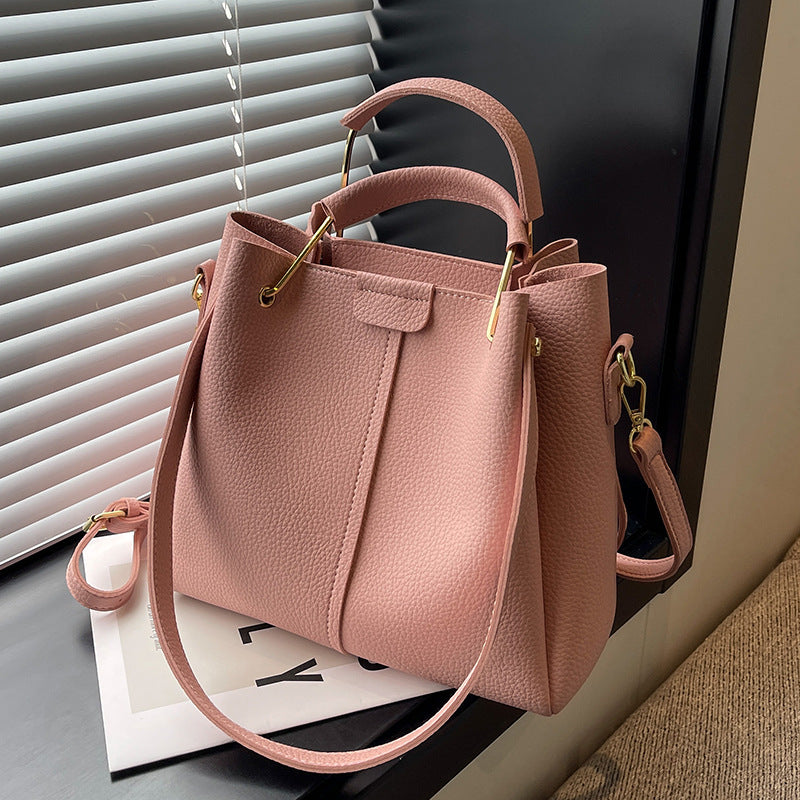 Women's Large-capacity Crossbody Autumn All-matching Korean-style Textured Portable Bucket Bag