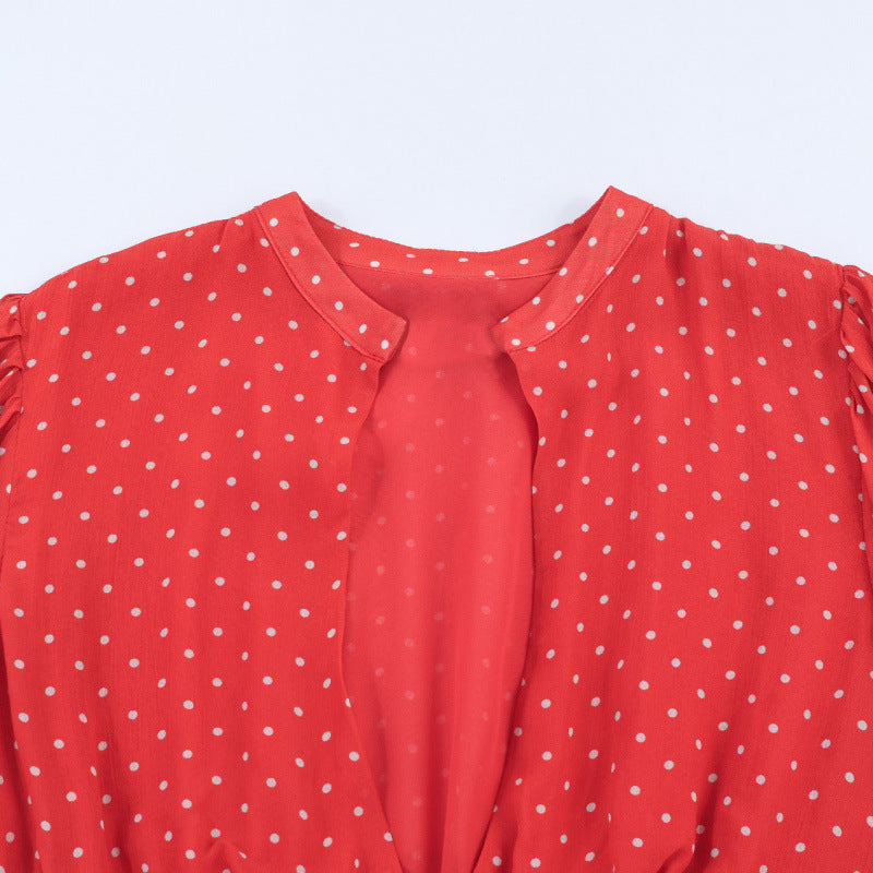 Fashionable Simple Polka-Dot Short Dress For Women