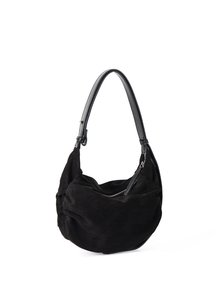 Women's Suede Shoulder Crossbody Dumpling Bag