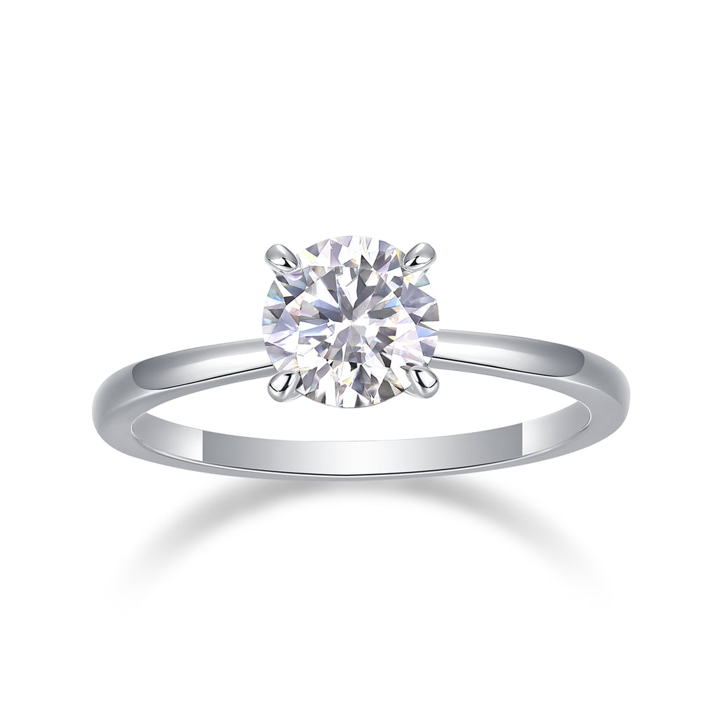 Oath - Set With 1-2 Carat Top-quality Moissanite S925 Silver And Platinum-plated Diamond Wedding Ring. The Ring Can Be Tested With A Diamond Pen. Gold Rose Gold