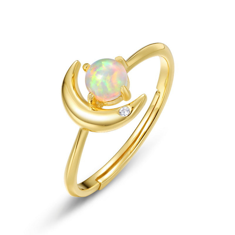 Light Luxury Star And Moon Silver Ring Female S925 Silver Plated