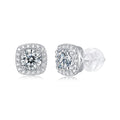 Square-shaped Stud Earrings - Set With 0.5-carat Top-quality Moissanite S925 Silver And Platinum-plated Stud Earrings, A Fashionable And Trendy Accessory That Can Be Tested With A Diamond Pen