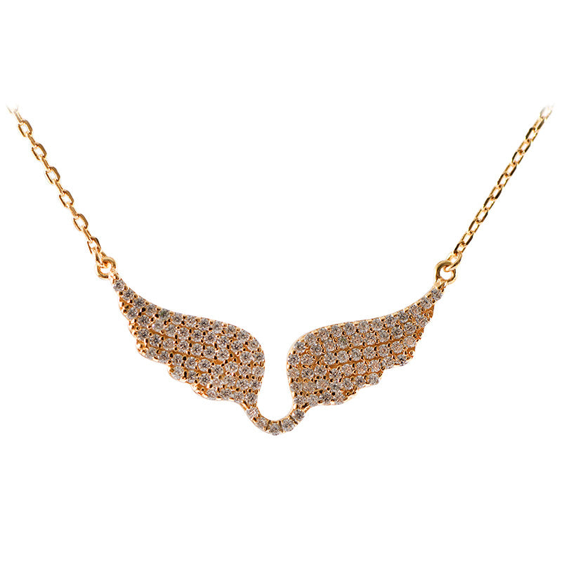 Gilding Zircon Angel Wings Chic All-match High-grade Light Luxury Ladies Necklace