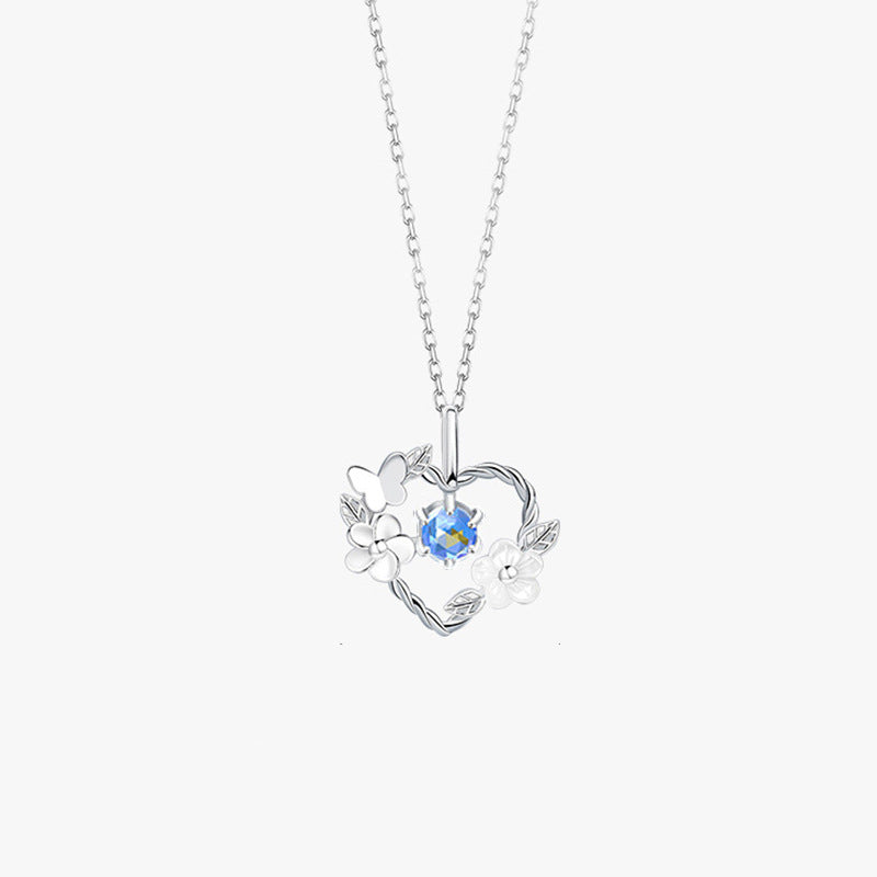 Sterling Silver Starry Glass Necklace Women's Niche Design Sense