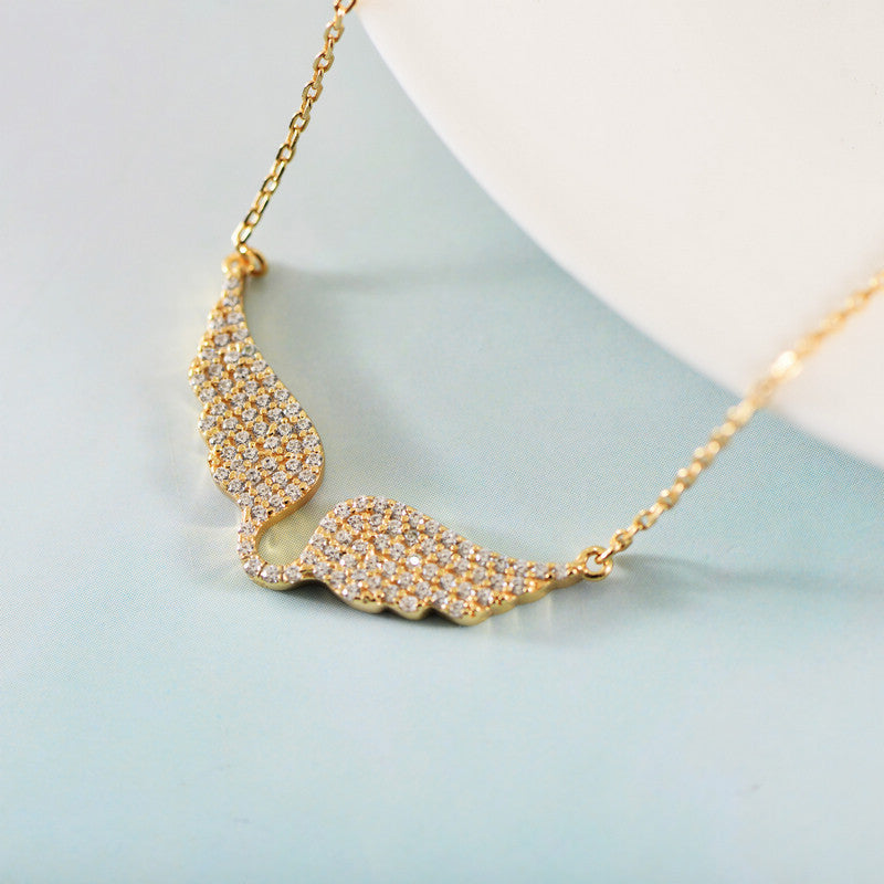 Gilding Zircon Angel Wings Chic All-match High-grade Light Luxury Ladies Necklace