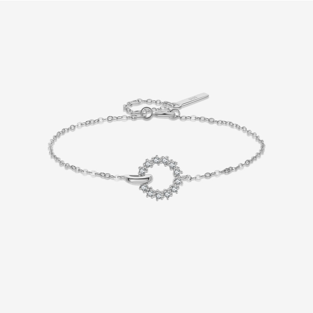 Interlocking Bracelet In 925 Sterling Silver With Micro-set Zirconia