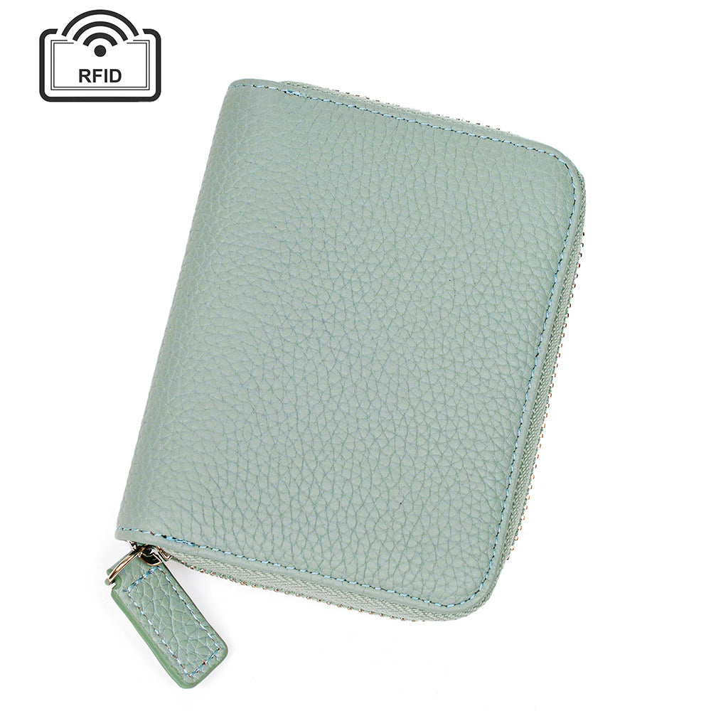 Leather Ins Organ Card Bag Rfid Anti-theft Zipper