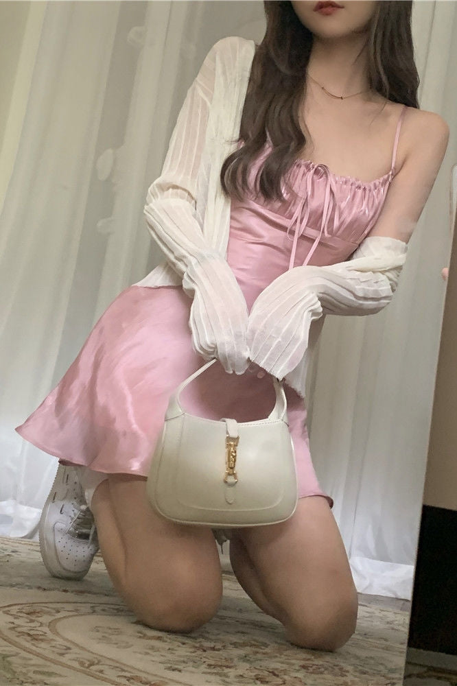 Suspender Dress  Sunscreen Thin Short Knitted Cardigan Women