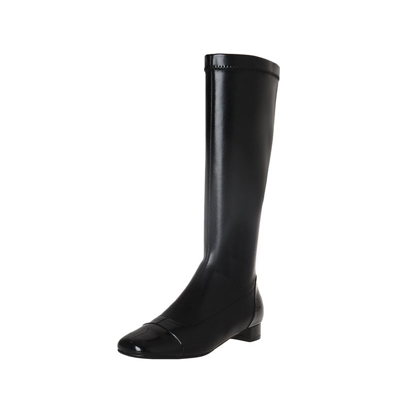 Colorblock Low Heel Dongdaemun Casual All-match Square Toe Boots Women