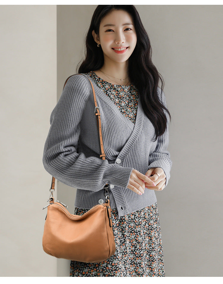 Genuine Leather Women's Bag Large Capacity First Layer Leather One-shoulder Crossbody Bag