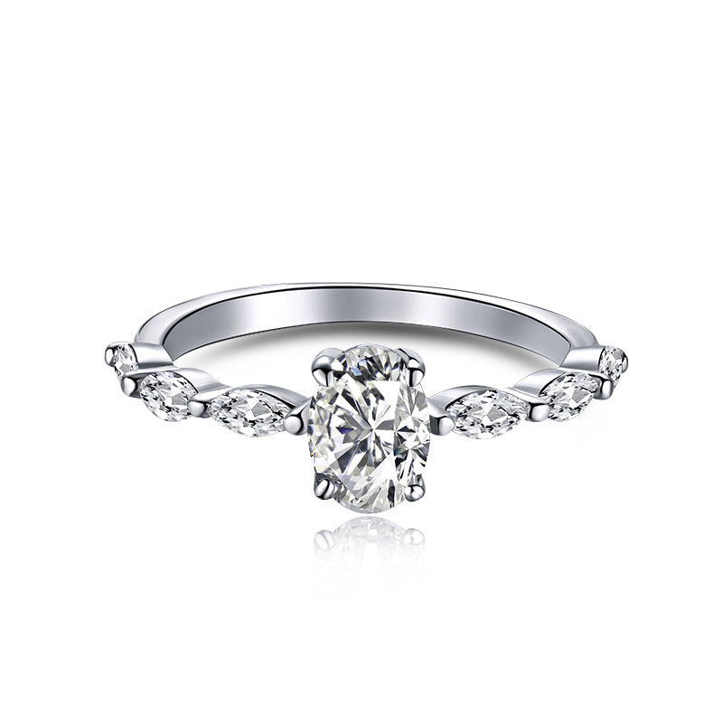 S925 Sterling Silver Egg Shape Oval 5A Zircon Ring