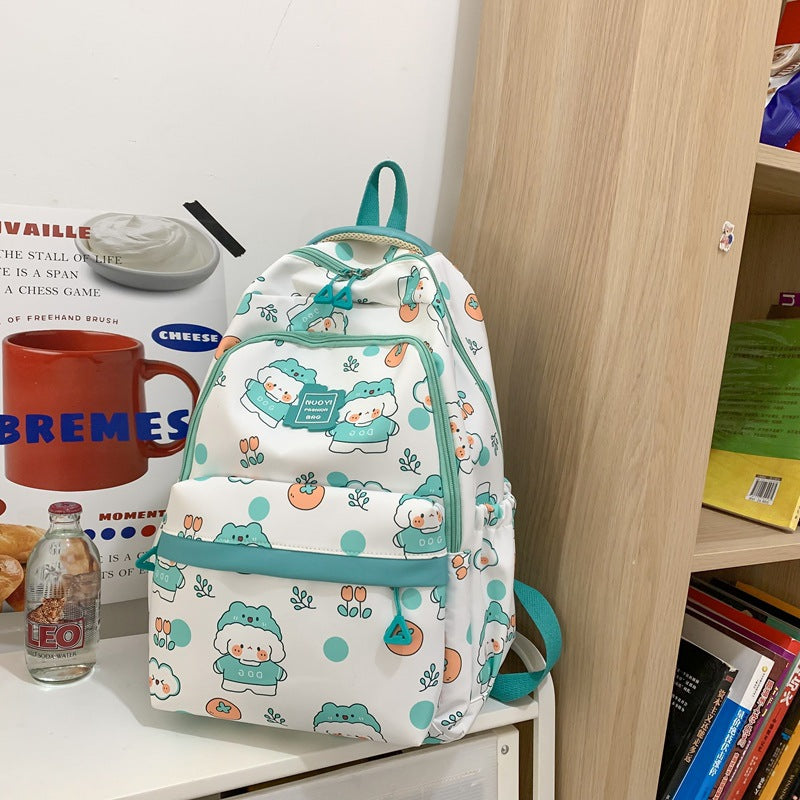 Cute Schoolbag Girl Cartoon Girl Hit Color